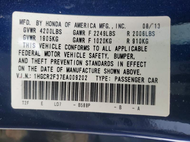 59722386 :رقم المزاد ، 1HGCR2F37EA009202 vin ، 2014 Honda Accord مزاد بيع