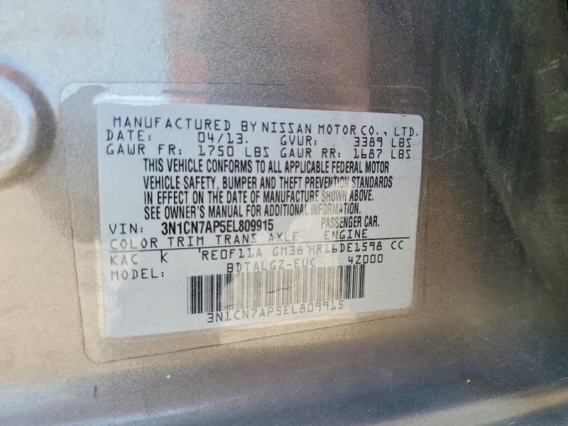 55428006 :رقم المزاد ، 3N1CN7AP5EL809915 vin ، 2014 Nissan Versa مزاد بيع