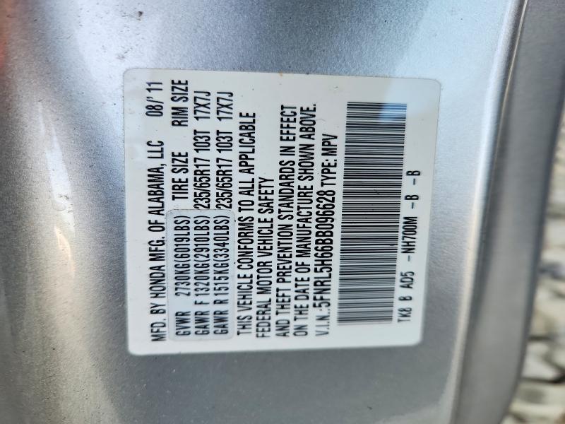 Aukcja sprzedaży 2011 Honda Odyssey, vin: 5FNRL5H66BB096628, numer aukcji: 60274456