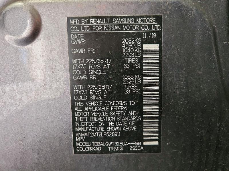 Aukcja sprzedaży 2020 Nissan Rogue, vin: KNMAT2MT6LP528911, numer aukcji: 62115626
