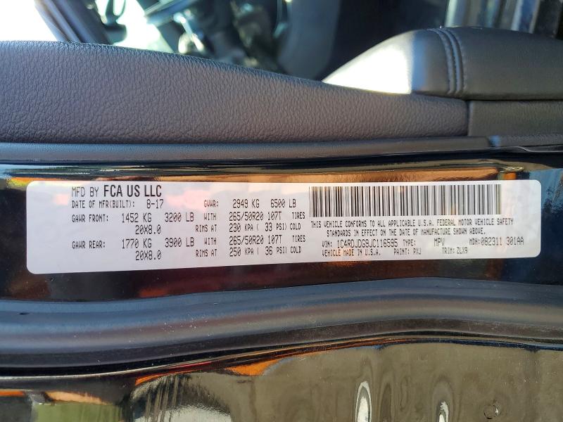 2018 Dodge Durango მანქანა იყიდება აუქციონზე, vin: 1C4RDJDG9JC116595, აუქციონის ნომერი: 59325866