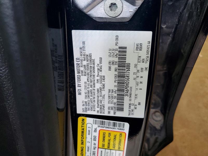 Продажа на аукционе авто 2016 Ford Fusion, vin: 3FA6P0HD5GR176880, номер лота: 63300496