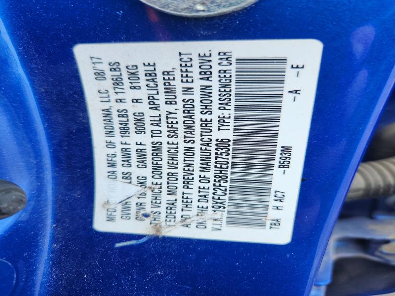 Aukcja sprzedaży 2017 Honda Civic, vin: 19XFC2F58HE075306, numer aukcji: 61485876