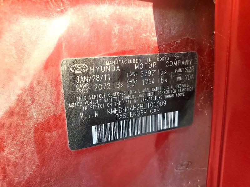 2011 Hyundai Elantra მანქანა იყიდება აუქციონზე, vin: KMHDH4AE2BU101009, აუქციონის ნომერი: 61418616