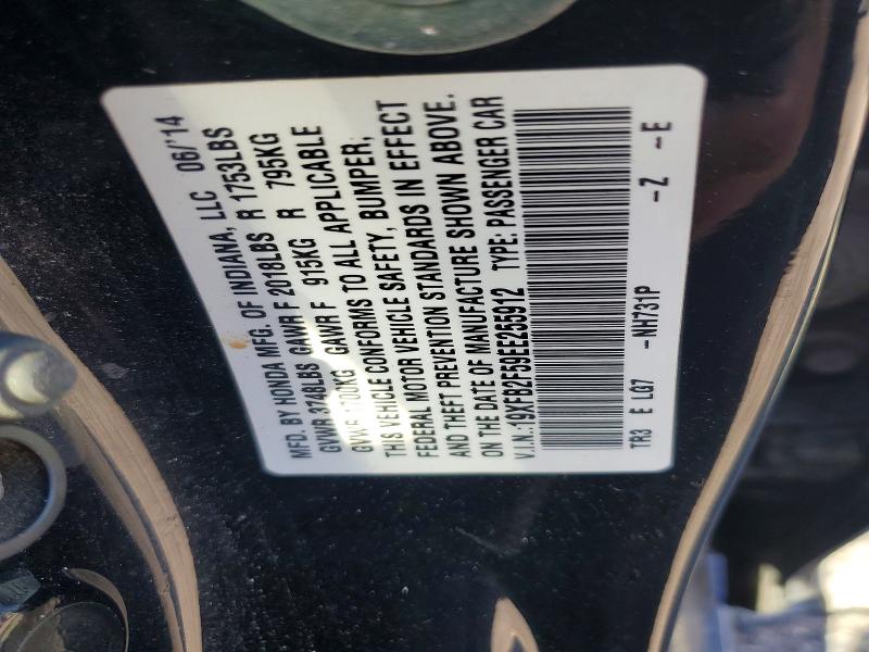 Aukcja sprzedaży 2014 Honda Civic, vin: 19XFB2F59EE255912, numer aukcji: 59670946