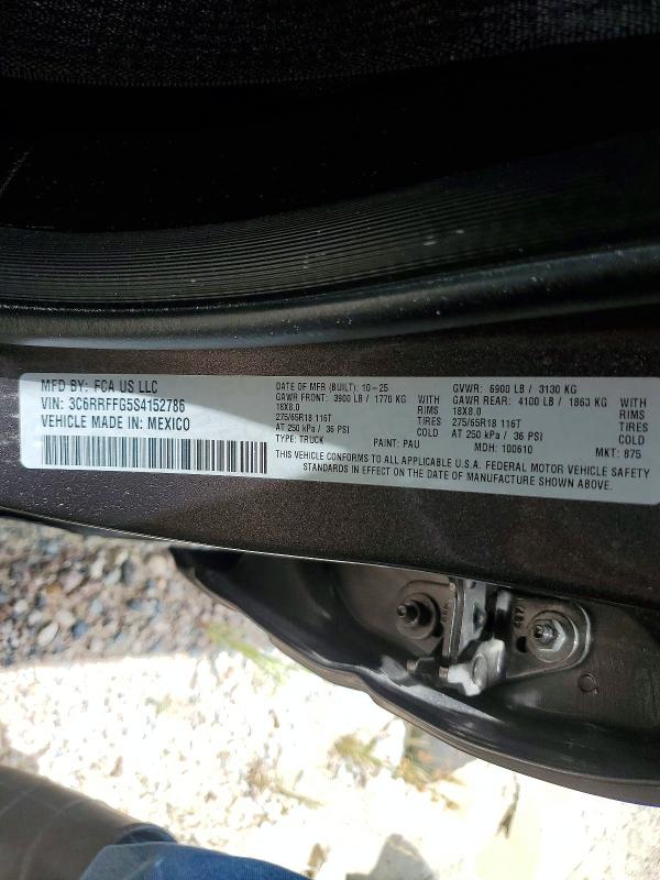 2025 Ram 1500 მანქანა იყიდება აუქციონზე, vin: 3C6RRFFG5S4152786, აუქციონის ნომერი: 76295935