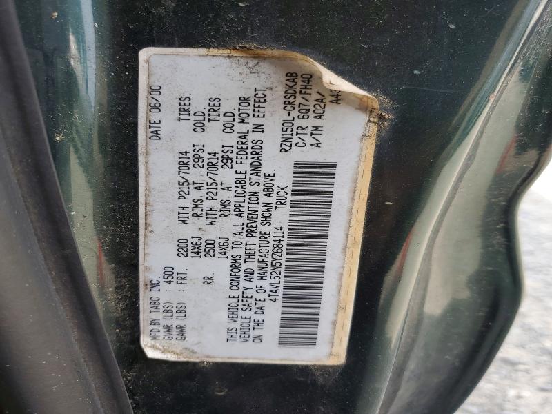 2000 Toyota Tacoma მანქანა იყიდება აუქციონზე, vin: 4TAVL52N5YZ684114, აუქციონის ნომერი: 61777016