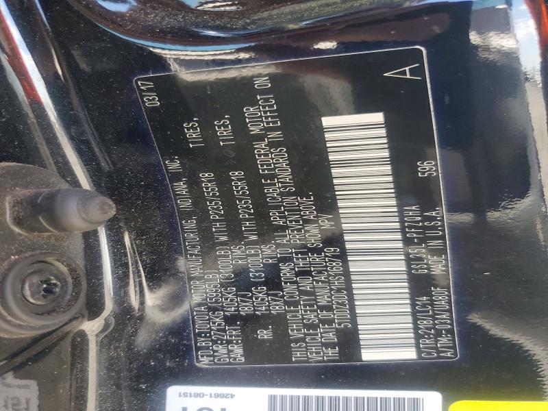 Aukcja sprzedaży 2017 Toyota Sienna, vin: 5TDDZ3DC1HS168719, numer aukcji: 61431146