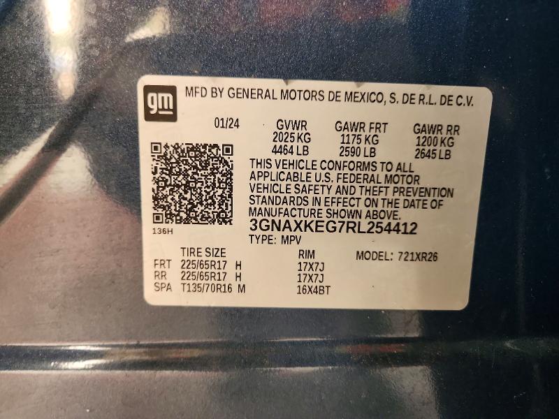 60870256 :رقم المزاد ، 3GNAXKEG7RL254412 vin ، 2024 Chevrolet Equinox مزاد بيع