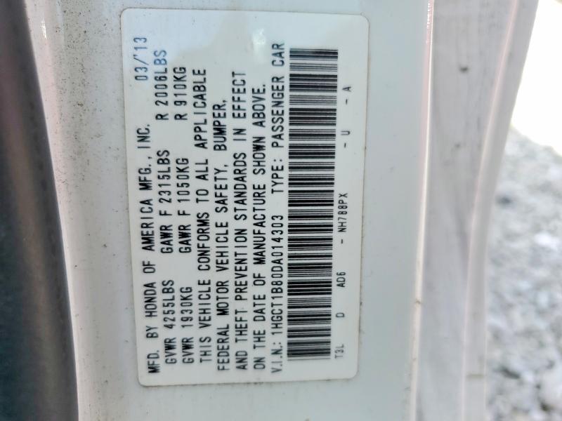 61583646 :رقم المزاد ، 1HGCT1B80DA014303 vin ، 2013 Honda Accord مزاد بيع