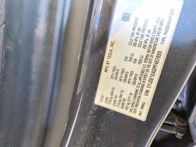 Продажа на аукционе авто 2023 Tesla Model 3, vin: 5YJ3E1EA0PF457859, номер лота: 60487166