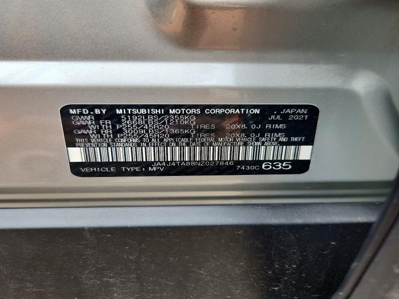 2022 Mitsubishi Outlander მანქანა იყიდება აუქციონზე, vin: JA4J4TA88NZ027846, აუქციონის ნომერი: 61189706