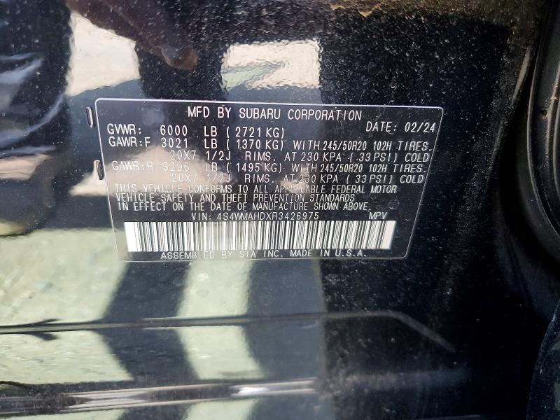 Продаж на аукціоні авто 2024 Subaru Ascent, vin: 4S4WMAHDXR3426975, номер лоту: 59827096