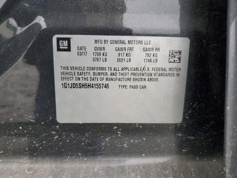Aukcja sprzedaży 2017 Chevrolet Sonic, vin: 1G1JD5SH5H4155746, numer aukcji: 61920596
