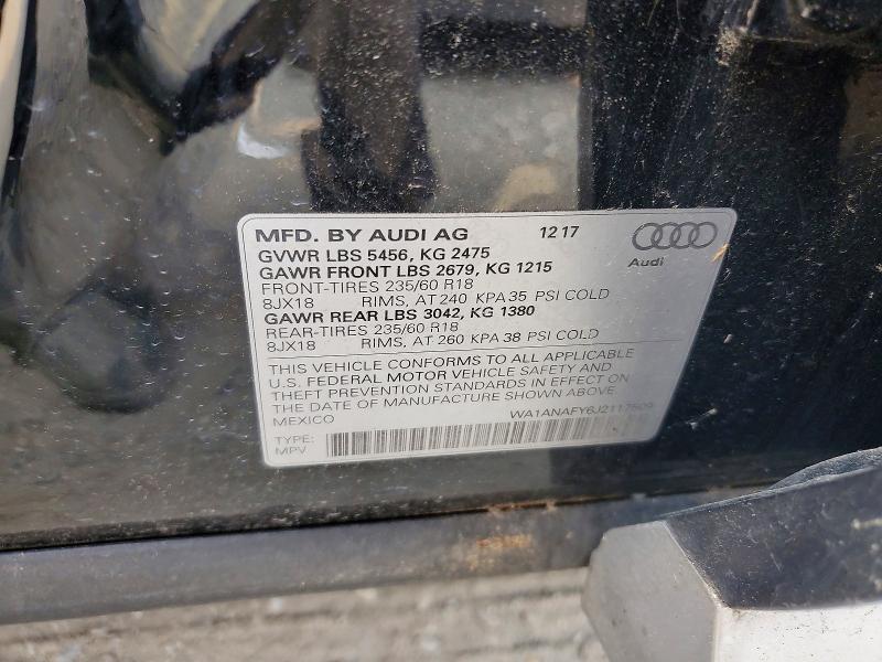 Aukcja sprzedaży 2018 Audi Q5, vin: WA1ANAFY6J2117509, numer aukcji: 60711796