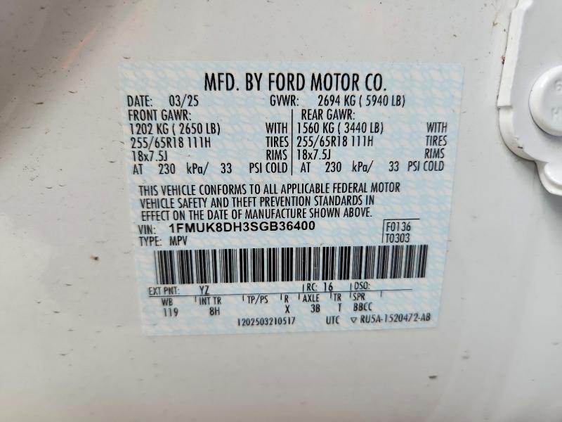 Продажа на аукционе авто 2025 Ford Explorer, vin: 1FMUK8DH3SGB36400, номер лота: 60036326
