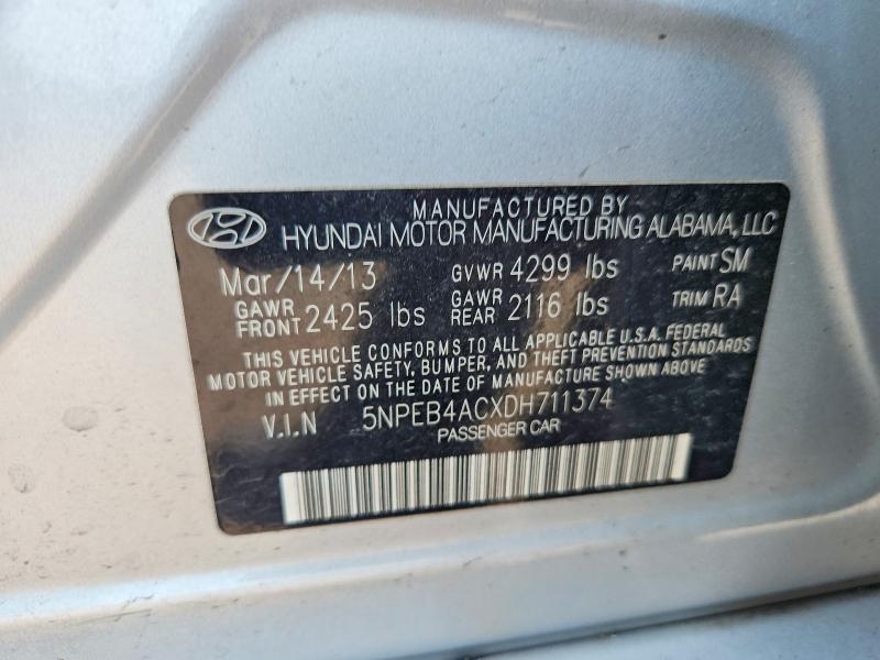 2013 Hyundai Sonata მანქანა იყიდება აუქციონზე, vin: 5NPEB4ACXDH711374, აუქციონის ნომერი: 61218126