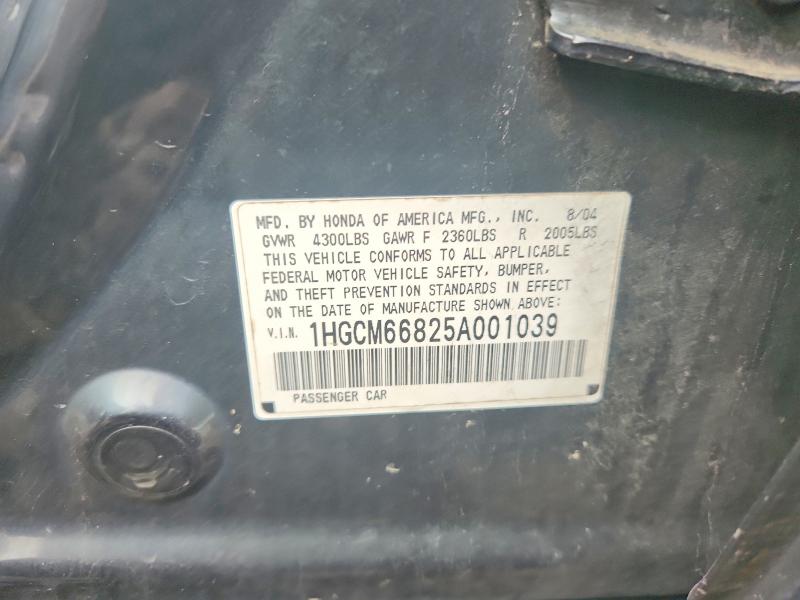 Aukcja sprzedaży 2005 Honda Accord, vin: 1HGCM66825A001039, numer aukcji: 60457416
