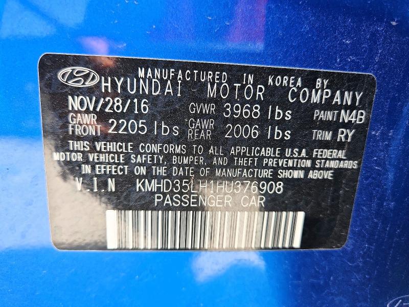 62532186 :رقم المزاد ، KMHD35LH1HU376908 vin ، 2017 Hyundai Elantra Gt مزاد بيع
