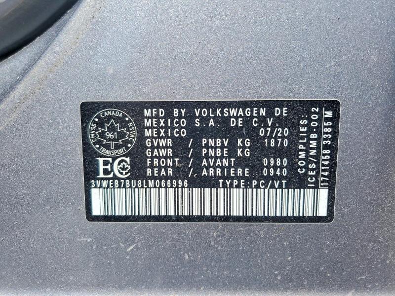 Aukcja sprzedaży 2020 Volkswagen Jetta, vin: 3VWEB7BU8LM066996, numer aukcji: 62280426