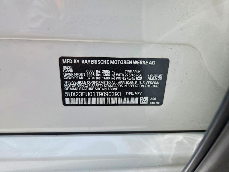 2026 Bmw X5 მანქანა იყიდება აუქციონზე, vin: 5UX23EU01T9090393, აუქციონის ნომერი: 59596886