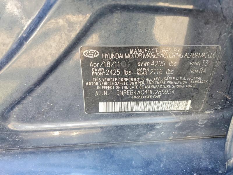 2011 Hyundai Sonata მანქანა იყიდება აუქციონზე, vin: 5NPEB4AC4BH285954, აუქციონის ნომერი: 61364686