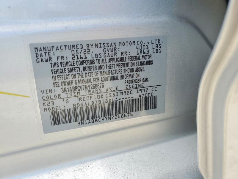 Aukcja sprzedaży 2022 Nissan Sentra, vin: 3N1AB8CV7NY268676, numer aukcji: 59634516