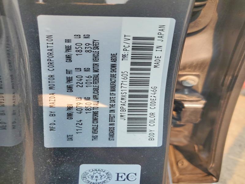Продаж на аукціоні авто 2025 Mazda 3, vin: JM1BPACMXS1771605, номер лоту: 60133486