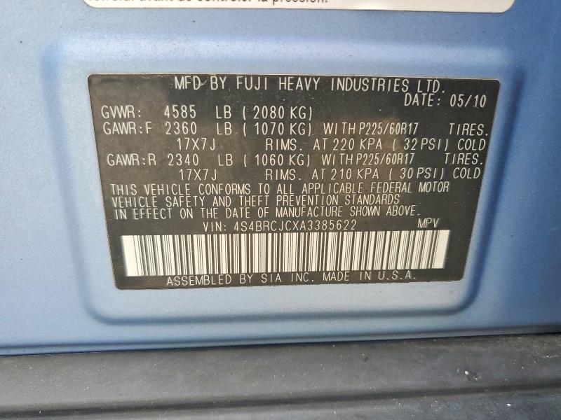 61629146 :رقم المزاد ، 4S4BRCJCXA3385622 vin ، 2010 Subaru Outback مزاد بيع