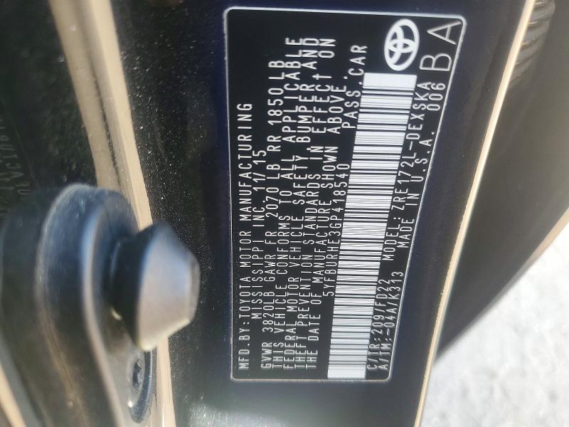 2016 Toyota Corolla მანქანა იყიდება აუქციონზე, vin: 5YFBURHE3GP418540, აუქციონის ნომერი: 85988965
