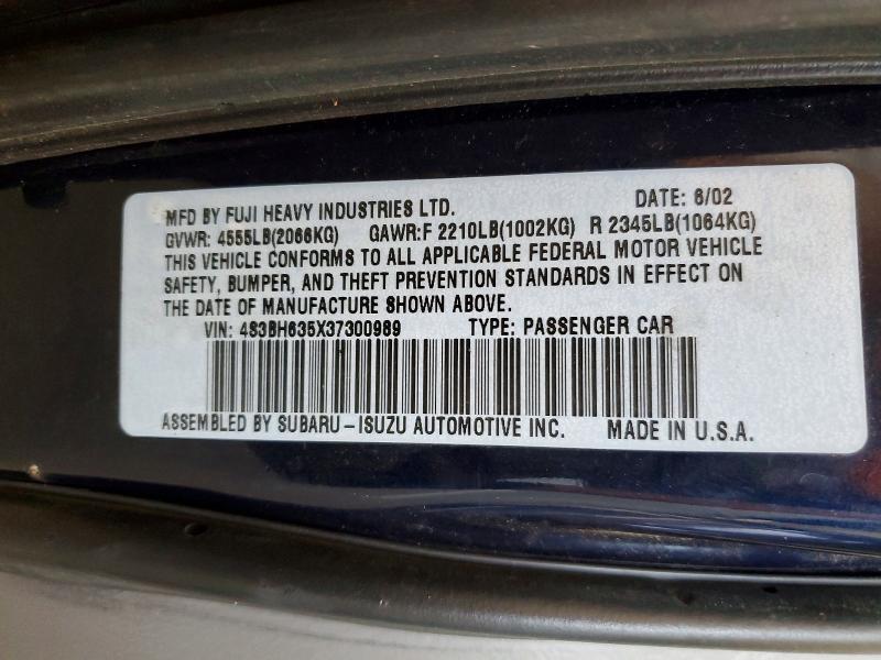 Продажа на аукционе авто 2003 Subaru Legacy, vin: 4S3BH635X37300989, номер лота: 61668796