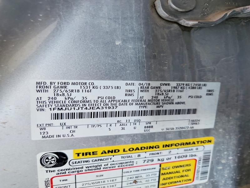 2018 Ford Expedition მანქანა იყიდება აუქციონზე, vin: 1FMJU1JT4JEA31937, აუქციონის ნომერი: 60028656