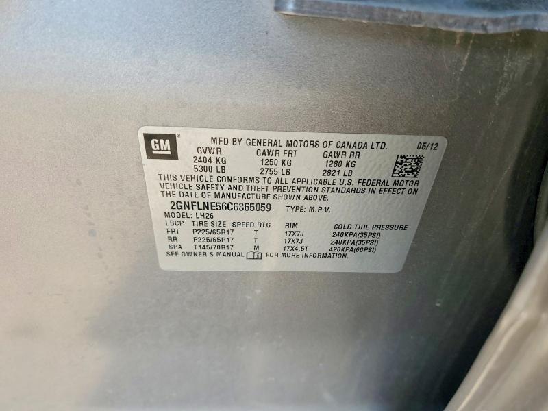 Продажа на аукционе авто 2012 Chevrolet Equinox, vin: 2GNFLNE56C6365059, номер лота: 62305196