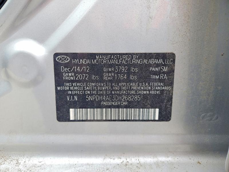 Aukcja sprzedaży 2013 Hyundai Elantra, vin: 5NPDH4AE3DH268285, numer aukcji: 62679246