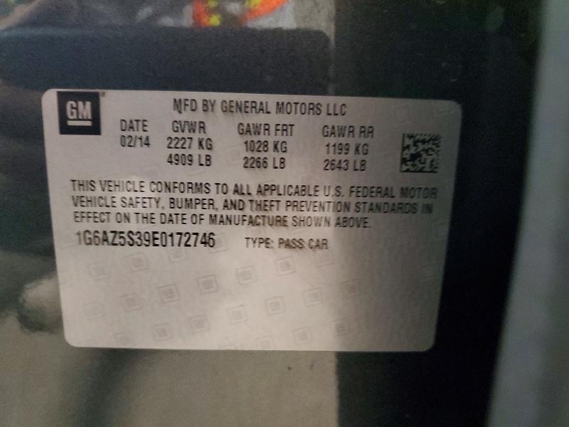 Aukcja sprzedaży 2014 Cadillac Cts, vin: 1G6AZ5S39E0172746, numer aukcji: 61287106