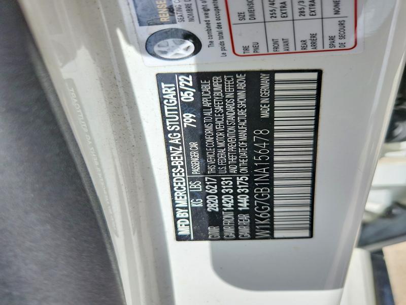 Продажа на аукционе авто 2022 Mercedes-benz S, vin: W1K6G7GB1NA156478, номер лота: 61048346