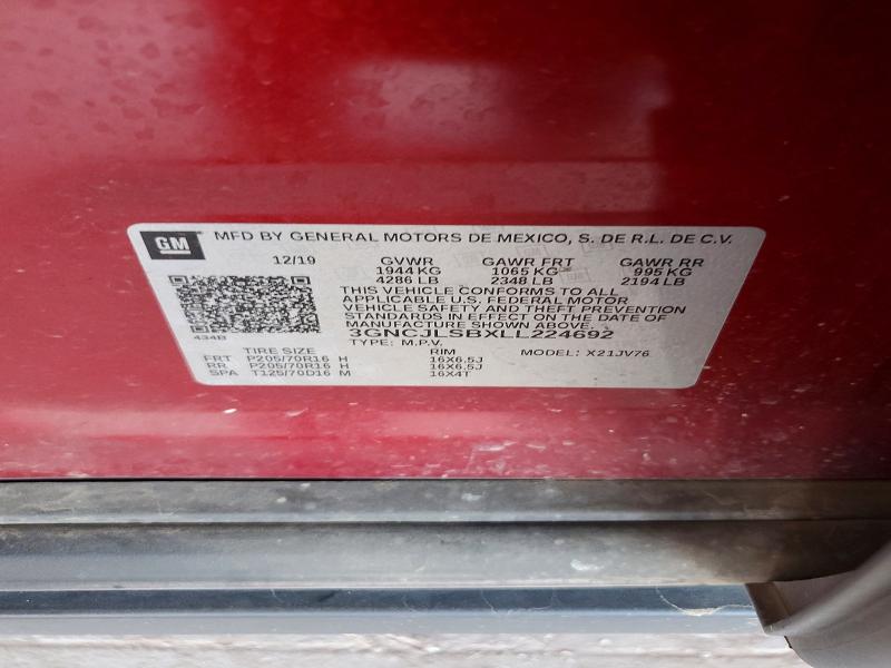 Aukcja sprzedaży 2020 Chevrolet Trax, vin: 3GNCJLSBXLL224692, numer aukcji: 62981146