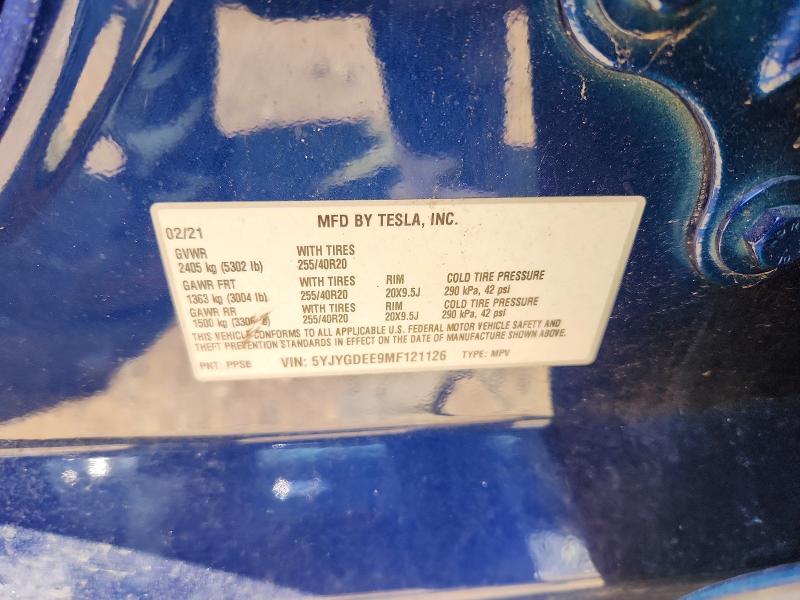 Продажа на аукционе авто 2021 Tesla Model Y, vin: 5YJYGDEE9MF121126, номер лота: 60930246
