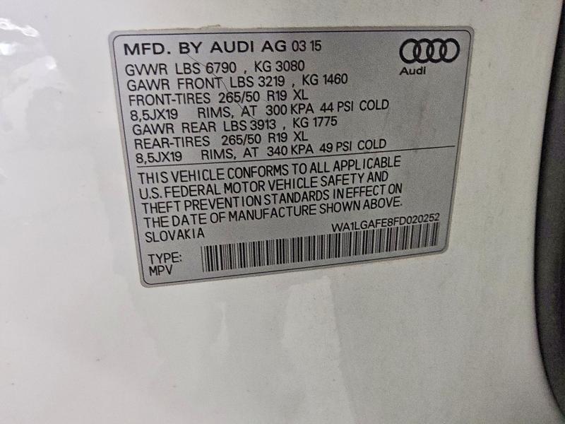 Aukcja sprzedaży 2015 Audi Q7, vin: WA1LGAFE8FD020252, numer aukcji: 61557346