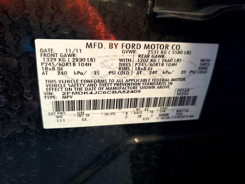 Aukcja sprzedaży 2012 Ford Edge, vin: 2FMDK4JC6CBA52405, numer aukcji: 61130066
