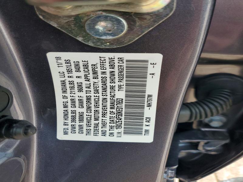 Auction sale of the 2019 Honda Insight, vin: 19XZE4F50KE017653, lot number: 63034716