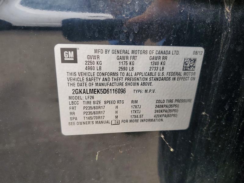 61180776 :رقم المزاد ، 2GKALMEK5D6116096 vin ، 2013 Gmc Terrain مزاد بيع