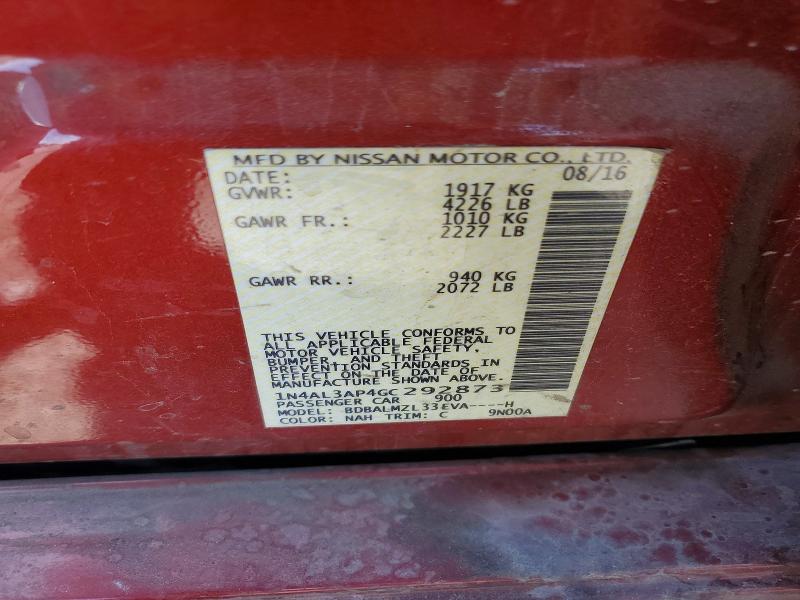 Aukcja sprzedaży 2016 Nissan Altima, vin: 1N4AL3AP4GC292873, numer aukcji: 58878766