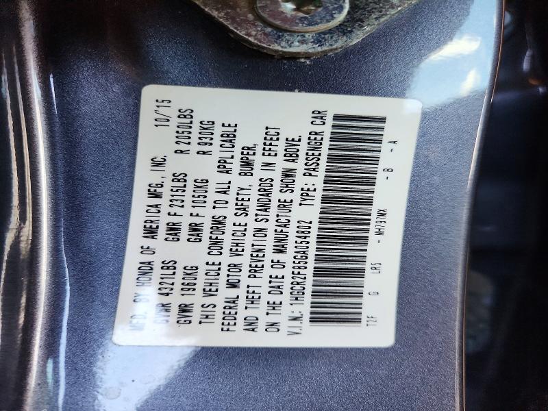 Продажа на аукционе авто 2016 Honda Accord, vin: 1HGCR2F85GA054802, номер лота: 63117166