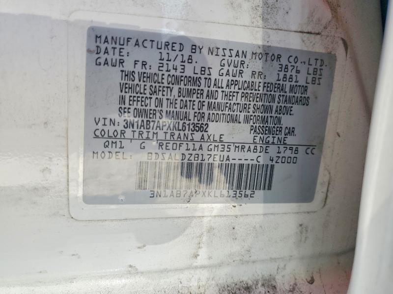 Продажа на аукционе авто 2019 Nissan Sentra, vin: 3N1AB7APXKL613562, номер лота: 62877476