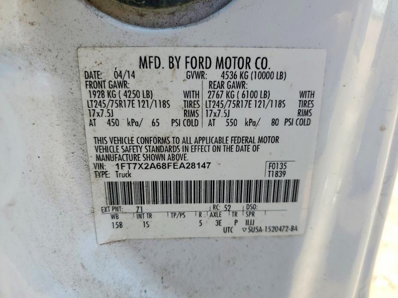 2015 Ford F250 მანქანა იყიდება აუქციონზე, vin: 1FT7X2A68FEA28147, აუქციონის ნომერი: 63009196