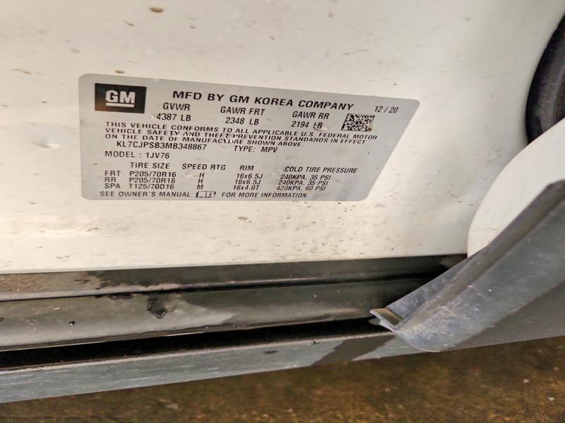 Продажа на аукционе авто 2021 Chevrolet Trax, vin: KL7CJPSB3MB348867, номер лота: 59908946