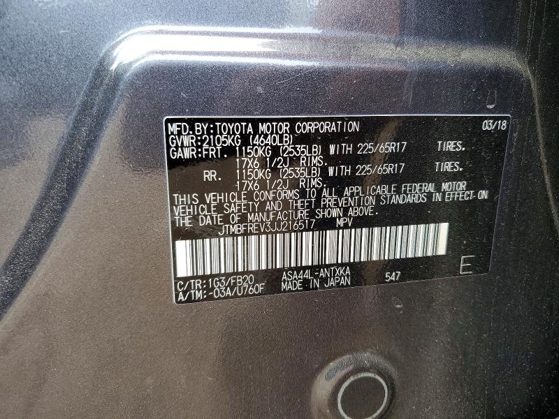 Продаж на аукціоні авто 2018 Toyota Rav4, vin: JTMBFREV3JJ216517, номер лоту: 61404606