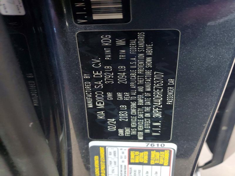 60878866 :رقم المزاد ، 3KPF24AD6RE763707 vin ، 2024 Kia Forte مزاد بيع
