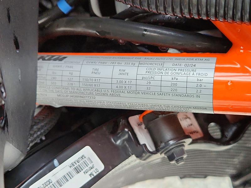 Aukcja sprzedaży 2024 Ktm 390, vin: MD2JPJ408RN277232, numer aukcji: 60926866